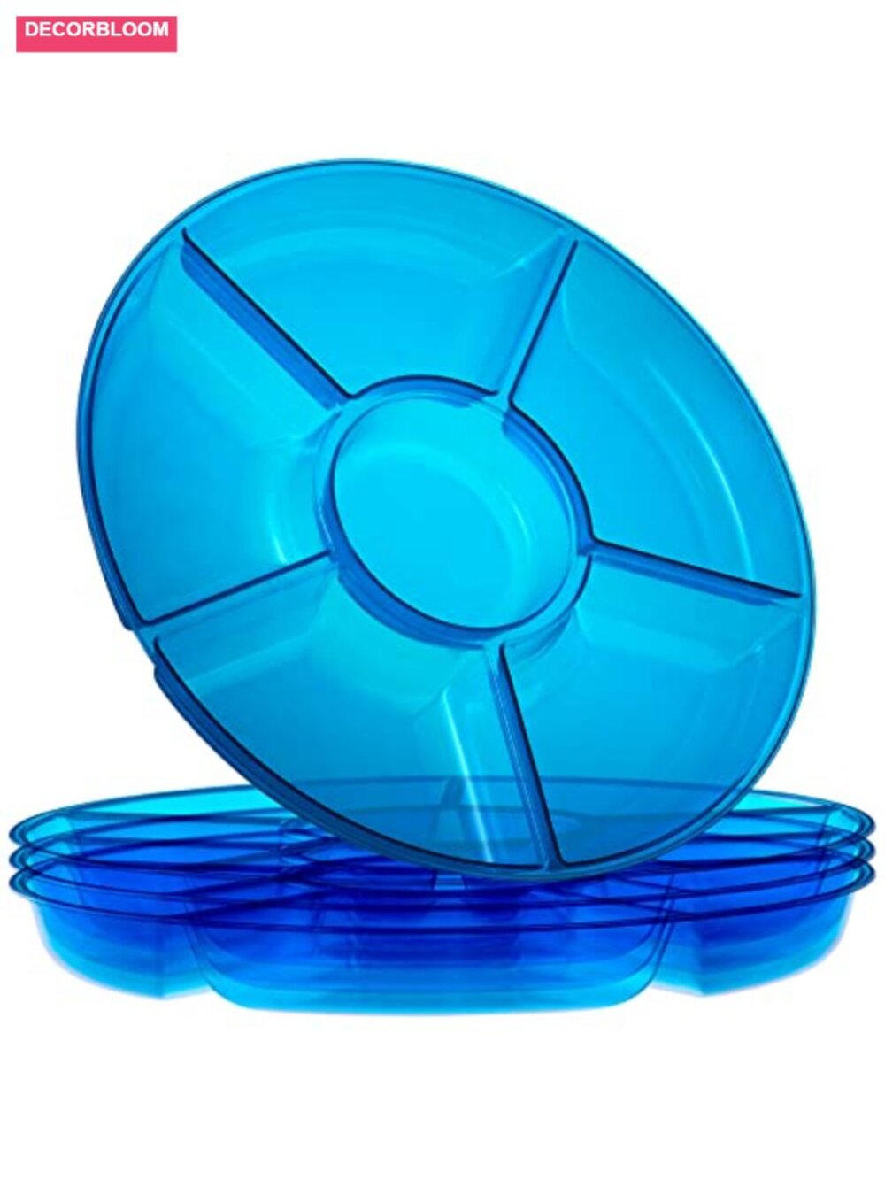 6 Sectional Round Plastic Serving Tray Platter 12 inch Party